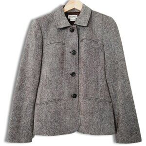 MICHAEL KORS Wool Blend Button up Blazer Jacket Tweed Style Gray Fabric Sz 4